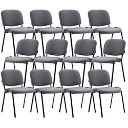 CLP Lot de 12 chaises empilables Ken en tissu Gris - gris textile 151025008_0