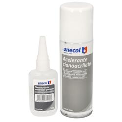 Colle cyanoacrylate (50 gr.) avec accélérateur (200ml) Spécial pour matériaux poreux, multi-usages, plastiques, bois, porcelaine... - 8414646715600_0