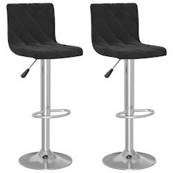 Décoshop26 - Lot de 2 tabourets de bar chaises hautes assise en losange en velours noir cadre en acier DEC029825 - noir 3000257578601_0