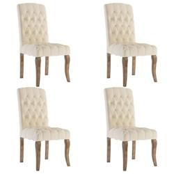 Décoshop26 - Set de 4 chaises de salle à manger en tissu beige à l'aspect lin capitonné pieds en bois DEC025602 - beige 3000255342303_0
