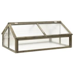 Helloshop26 - Serre tente abri plante fleur légumes 114 x 80 x 50 cm bois de sapin gris 02_0044438 - 3000220287226_0