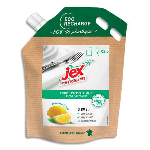Jex Professionnel - Recharge liquide vaisselle 2,5L - 3 en 1 : Zéro traces, séchage rapide, dégraissant - Parfum citron_0