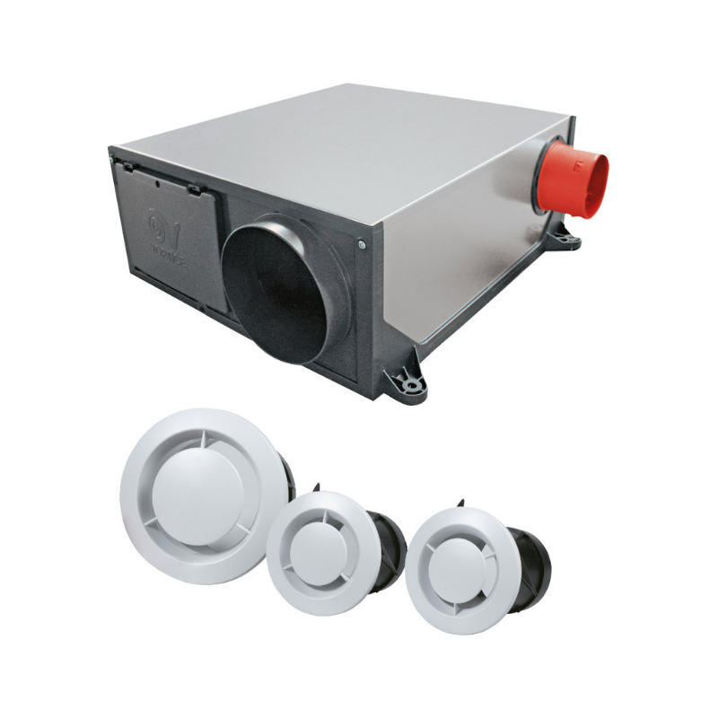 Kit VMC simple flux hygrovariable extra-plate + 3 bouches - Axelair - KVVPL_0