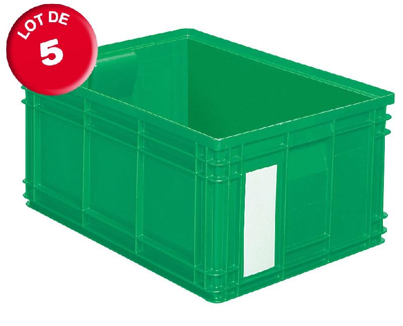 Lot de 5 caisses plastiques cp 85 litres vertes_0