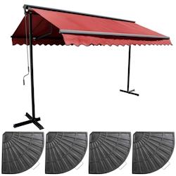 Oviala Business Ensemble store double pente 3x3 m et 4 dalles lestées rouge - Oviala - rouge aluminium 107332_0