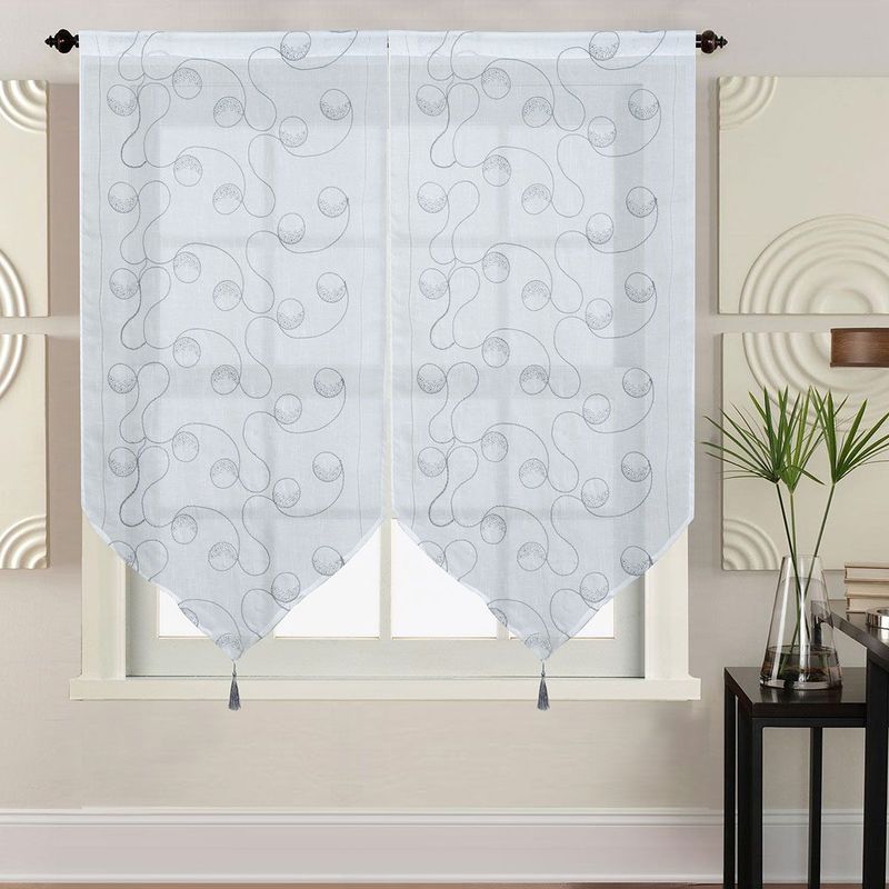 PAIRE DE VITRAGES À MOTIFS ARRONDIS GRIS 2 X 60 X 160 CM - HOMEMAISON