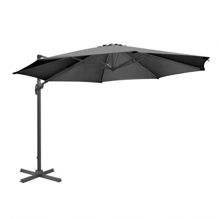 Parasol déporté PRO rond (Ø)3500 mm, en aluminium et polyester noir, VENICE_0