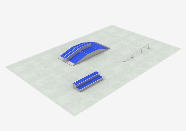 Rampe skate - Pack Variante A - Aire 11x17m - Modules de skatepark_0
