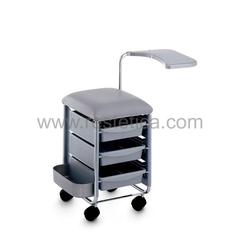 Re19a120 - Panier manucure avec plateau rotatif, 3 tiroirs amovibles et coussins rembourrés_0