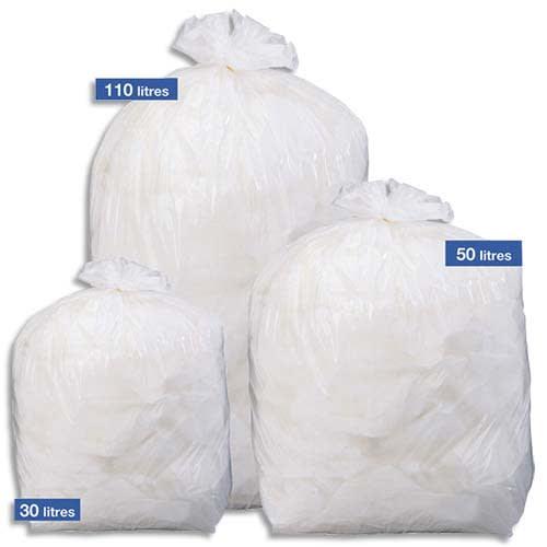 Boîte de 500 sacs poubelles 20L renforcés - blanc - 45x50cm - 18 microns - Qualité NF Environnement_0