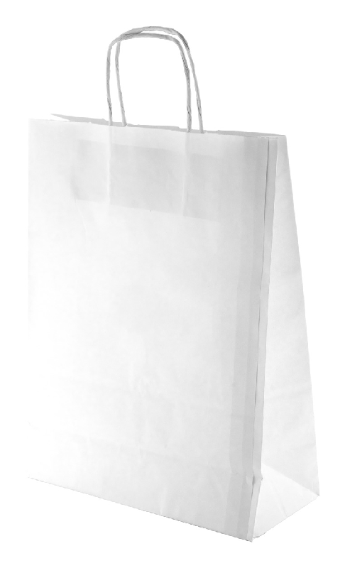 Sac publicitaire en papier kraft - Poignée torsadée - 100 g/m² - Couleur blanche_0