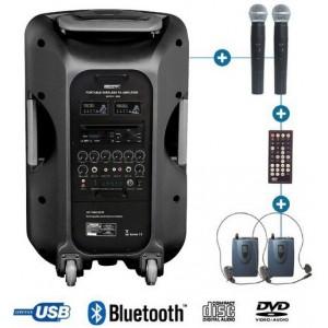 Sono portable BE 9412 PT ABS - 250W - Bluetooth, DVD/USB, 2 micros HF à main et serre-tête_0
