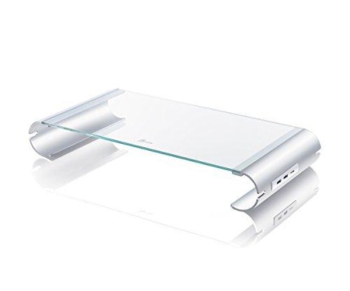 J5CREATE JUT325 - Support pour écran et notebook en verre trempé et aluminium - 3 ports USB 3.0 - Charge jusqu’à 24 kg_0