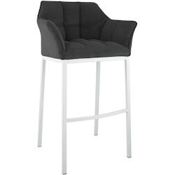 CLP Tabouret de bar Damaso Cord avec piètement à quatre pieds Gris foncé/Blanc - gris métal 326343_0