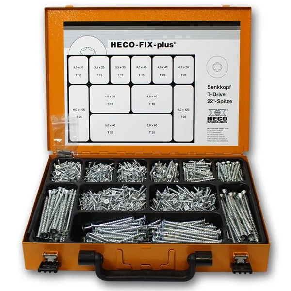 COFFRET VIS BOIS HECO FIX PLUS TÊTE FRAISÉE EMPREINTE TORX ZINGUÉE BLANC