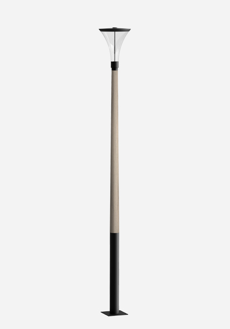 Colonne lumineuse d'éclairage public Lady XL 2 - LED 19W - Bois, acier et aluminium anodisé - Hauteur 3m_0