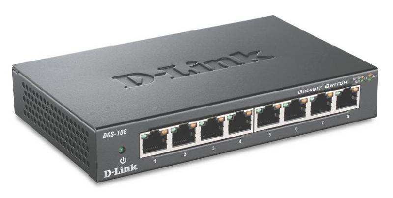 D-Link DGS-108 - Switch Gigabit Ethernet - 8 ports - Silencieux et robuste pour bureau ou environnement industriel_0