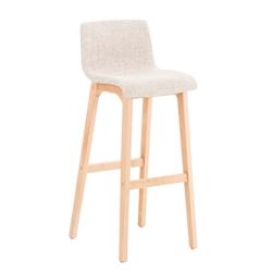 Décoshop26 - Tabouret de bar x1 avec repose-pieds structure de 4 pieds en bois assise en tissu crème 10_0004972 - 3000252388120_0