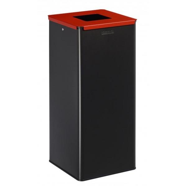 Poubelle de tri sélectif 40L - Calitri - Couvercle rouge signalisation - Acier - Marque ROSSIGNOL_0