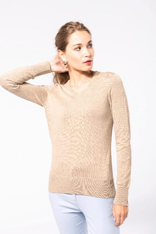 Pull col V femme - Réf: K966 - Kariban - coupe cintrée - 290 g/m² - Disponible en plusieurs tailles et couleurs_0