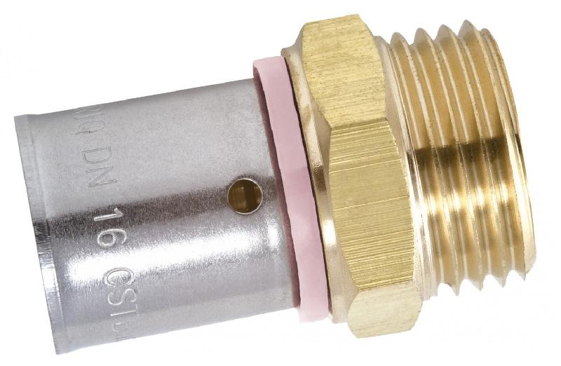 Raccord droit à sertir en laiton M 15 x 21 - Pour tube en PER - Norme ACS_0