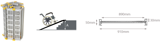 Rampe pour handicapé en aluminium - largeur 910mm - pente de 5% - surface antidérapante_0