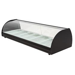 Vitrine chauffante pour tapas avec 4 gn 1/3 verre courbe - 1170x400x285 mm - 1000 W 230/1V - 13C6H114 Eurast - noir inox 13C6H114_0