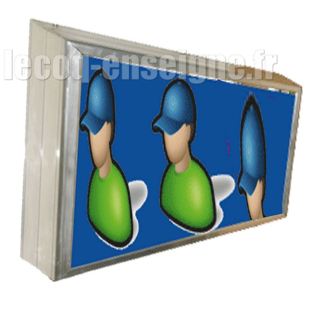 2-011 - Caisson lumineux LED mural en aluminium brut - taille : 30 cm à 50 cm de hauteur et jusqu'à 1 m de longueur_0