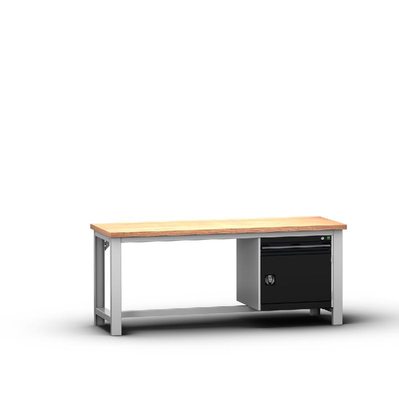 41003390 - Établi à ossature Cubio Mpx avec armoire, 1 tiroir et porte renforcée - 2000x750x840mm_0