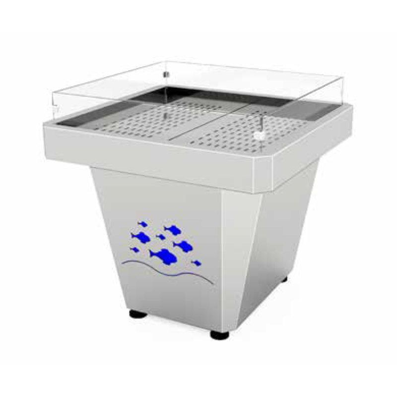 Étals à poisson Acquamarina - entièrement en inox - personnalisables pour poissons, crustacés et coquillages_0