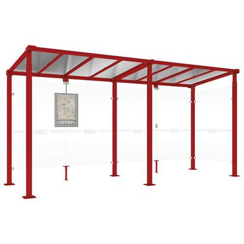 ABRI BUS MILAN 5 M - 1 BARDAGE LATÉRAL - ROUGE FONCÉ 3004 - PROCITY