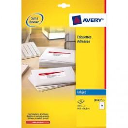 AVERY BOÎTE DE 350 ÉTIQUETTES ADRESSES JET D ENCRE 99,1X38,1MM BLANCHES J8163-25