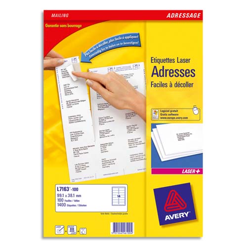 BOÎTE DE 4000 ÉTIQUETTES LASER BLANC 99,1X33,9 L7162-250