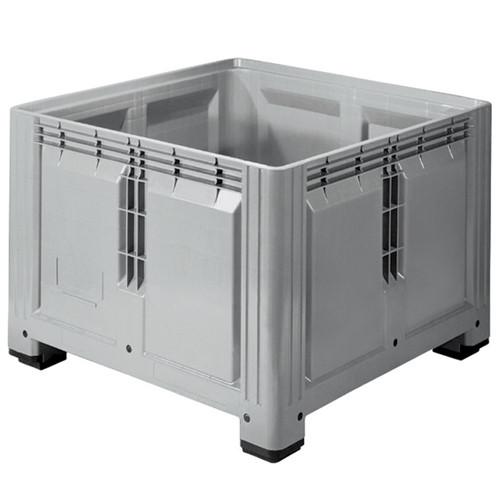 Caisse palette plastique rigide pleine - 3 semelles 1200 x 1200 x 870 mm Gris - Réf : CAI123CP1212000_0