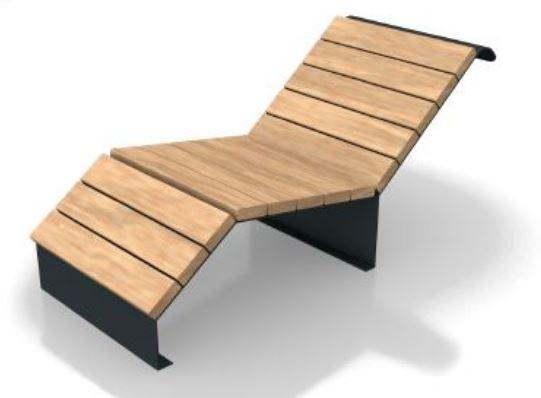 Chaise longue urbaine Esquirol - Acier et bois - Personnalisable_0