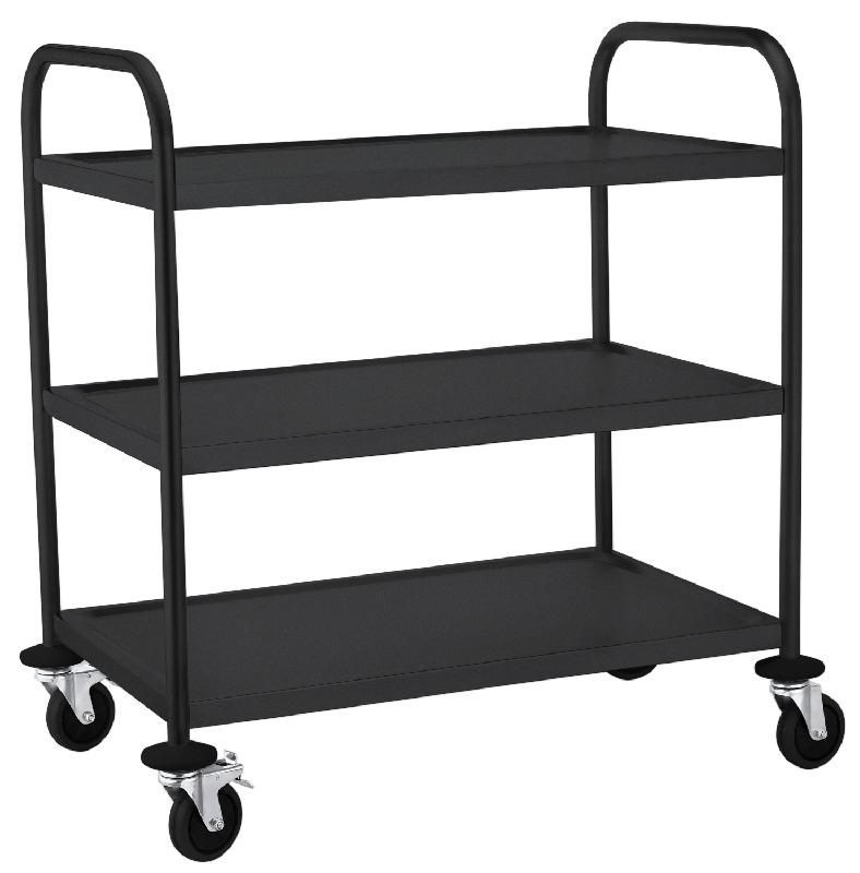 CHARIOT DE SERVICE NOIR MAT 3 ÉTAGÈRES