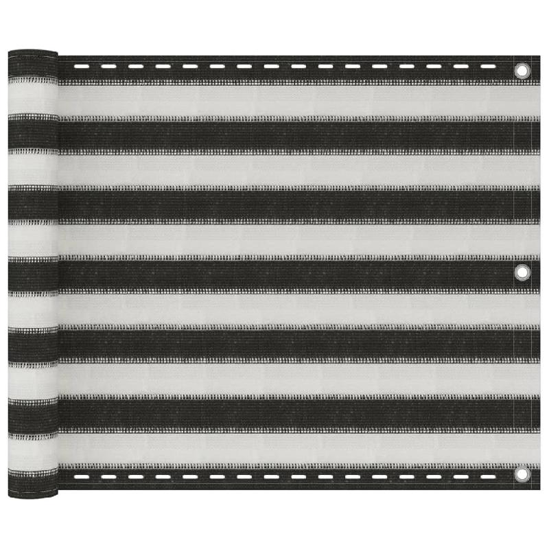 Écran de balcon brise-vue en PEHD - 75 x 400 cm - Anthracite et blanc - Protection UV et perméable au vent - Réf : 02_0010157_0