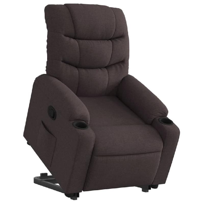 Fauteuil inclinable marron foncé tissu Modèle Servoria - 8721012218796_0