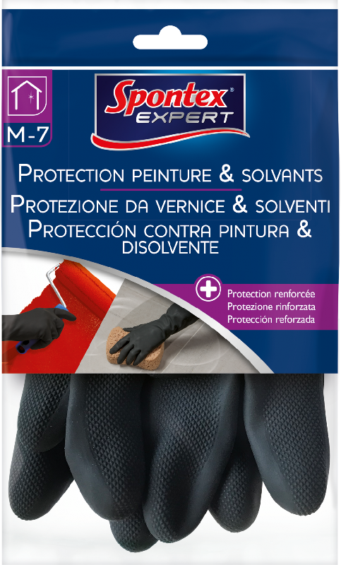 Gants peinture et vernis SPONTEX EXPERT - Taille M - Protection renforcée contre laitances de ciment, alcools et acides_0