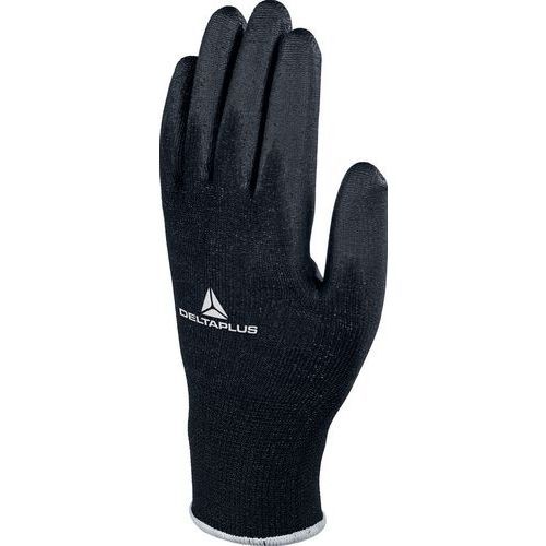 GANTS DE MANUTENTION TRICOT POLYESTER/ PAUME POLYURÉTHANE NOIR 06 VE702PN - DELTA PLUS