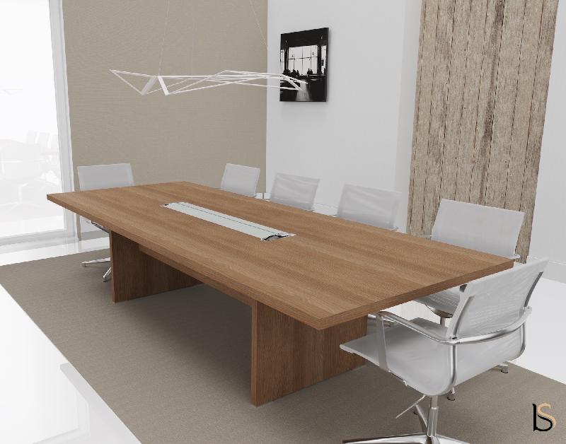 Grande table de réunion rectangulaire TAK - Mobel Linea. - Oui, Acacia foncé, 300_0