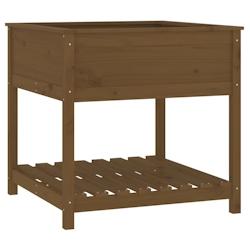 Helloshop26 - Jardinière bac lit surélevé plantes fleurs terrasse jardin avec étagère 82,5 x 82,5 x 81 cm bois de pin marron 02_0038408 - 3000214_0