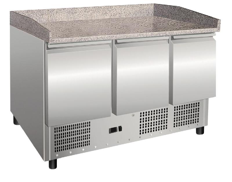 KLIMAITALIA Saladette pizza inox statique, plan granit, thermomètre digital, dégivrage auto, 1365x700x1050 mm, modèle S903PZ - 1269_0