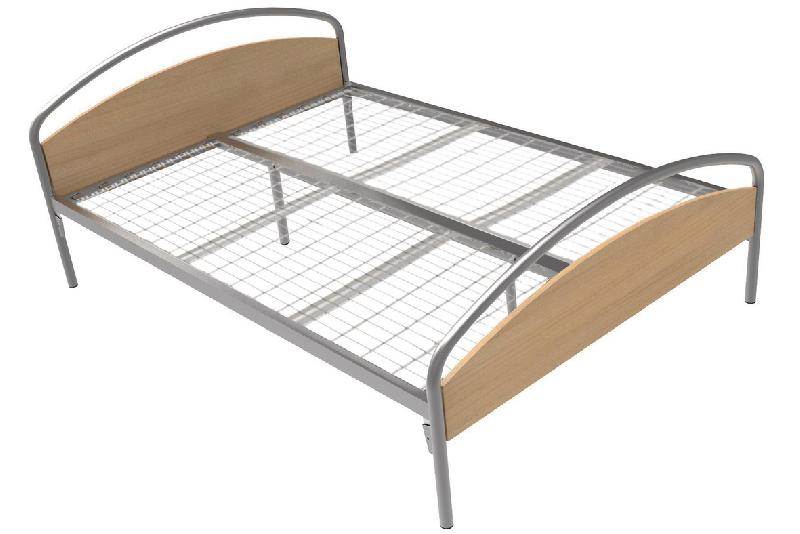 LIT THÉLIA TÊTE/PIED PANNEAU SOMMIER TREILLIS 140X190 ALU/CHÊNE CLAIR - MANUTAN COLLECTIVITÉS