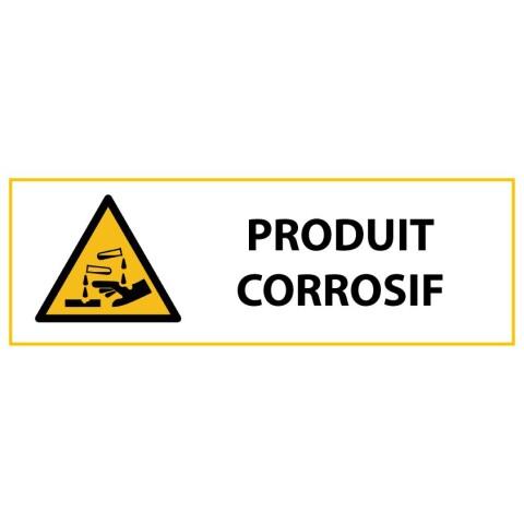 LOT DE 2 - SIGNALÉTIQUE DE DANGER - PICTO PRODUIT CORROSIF - W023 - ISO 7010 297 X 105 MM PVC 2 MM