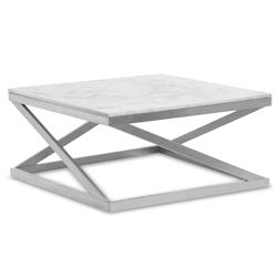 MENZZO Table basse Paliano Marbre Blanc et pieds Argent - argenté 3327480066454_0