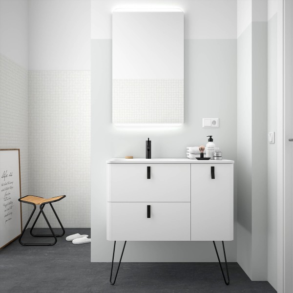 MEUBLE SALLE DE BAINS BLANC MAT DROITE 900 UNIIQ - SALGAR 24604