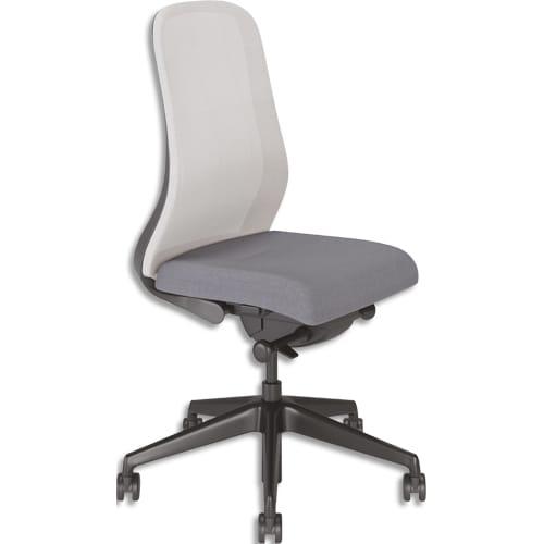 Fauteuil Souly synchrone ergonomique et design - assise grise, dossier résille grise et réglages multiples_0