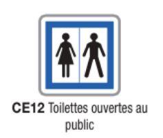 Panneau de signalisation d'indication CE12 - Toilettes publiques - Formats de 350 à 1500 mm_0