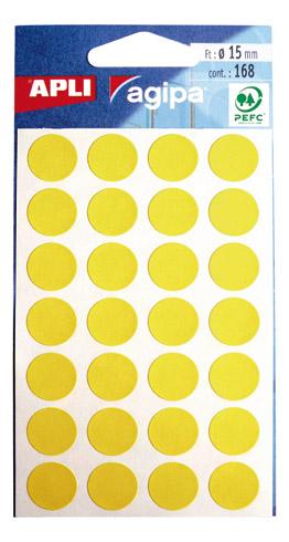 PASTILLE ADHÉSIVE Ø 15 MM AGIPA 111844 JAUNE - BOÎTE DE 168